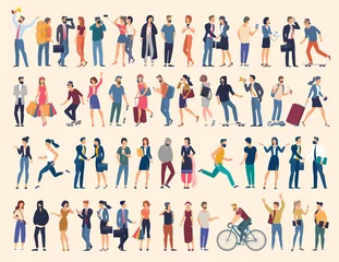 Foto op Canvas Set of vector ready to animation people characters performing various activities. Group of men and women flat design style cartoon characters isolated on white background. © mushakesa