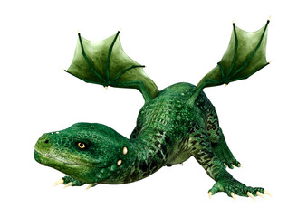3D Rendering Fairy Tale Dragon on White
