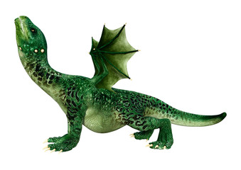 3D Rendering Fairy Tale Dragon on White