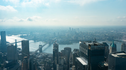 Aerial view of downtown New York City in the morning