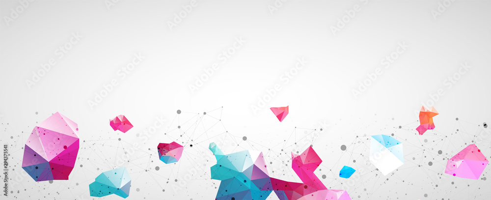 Wall mural wireframe background with plexus effect. futuristic vector illustration.