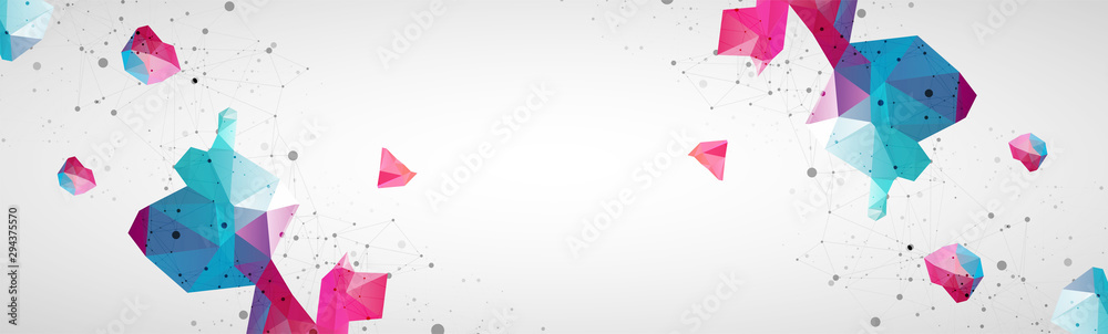 Leinwandbilder Wireframe background with plexus effect. Futuristic vector illustration.