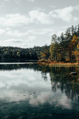 autumn landscape with lake and trees