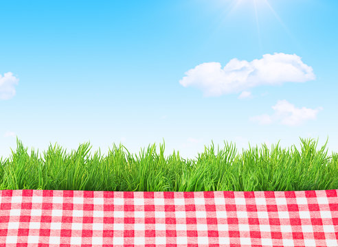 tablecloth and grass, picnic outdoors