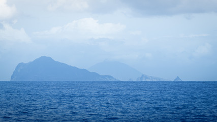 Lipari island in haze background