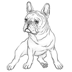 Bulldog sketch. Vector illustration of french bulldog. Drawn puppy