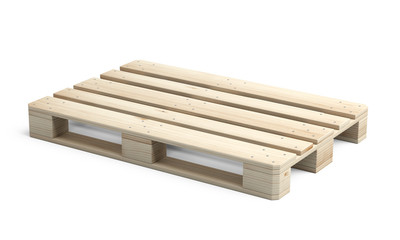 Wooden Euro pallet was not in use. Side view.
