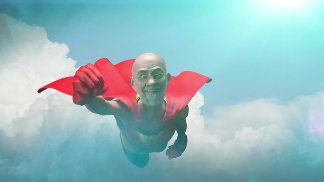 Retro style comics Superhero old man showing is power strength toon   style 3d render