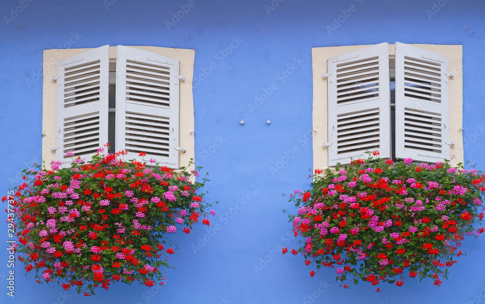 Wall mural Blaues Haus in Colmar, Elsass, Frankreich