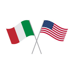 Italian and American flags vector isolated on white background