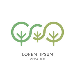 Green tree family logo - big plants and small sprout symbol. Heredity and variability, genetics and selection, mother, father and child vector icon.