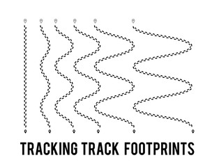 Tracking of human footprints to track walk paths. Silhouette from shoes. illustration