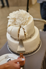 beautiful wedding cake on the festive table