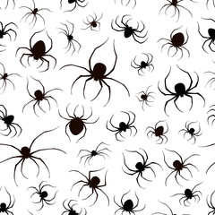 Set of Black Spiders Seamless Background