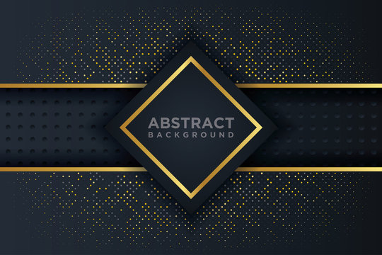 Abstract 3D background with a combination of luminous gold dots in 3D style. Graphic design element.
