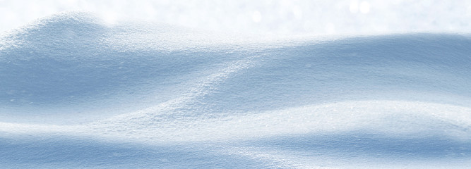 White clean snow texture. Snowdrift. Wide format.