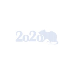 Happy new year 2020, year of the rat according to the eastern calendar. Stylish, beautiful New Year poster - vector illustration rat silhouette close-up. Stylish design New Year's icons. New Year on t