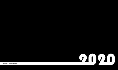 Happy New Year 2020 Modern Linear Text Design Beckground. Vector