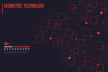 Abstract systematic red square of technology pattern design background. illustration vector eps10