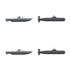 Vector design of war and ship sign. Collection of war and fleet stock symbol for web.