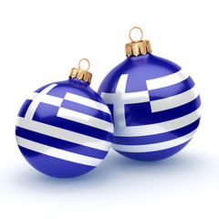 3D rendering Christmas ball with the flag of Greece