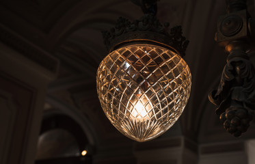 Vintage chandelier with crystal glass