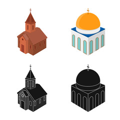 Vector design of temple and historic sign. Set of temple and faith stock vector illustration.