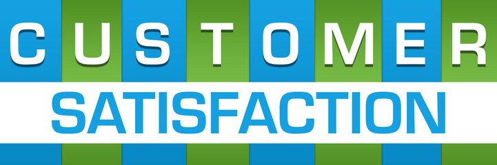 Customer Satisfaction Green Blue Boxes White Horizontal Text 