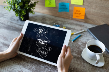 Health care and medical concept on device screen.