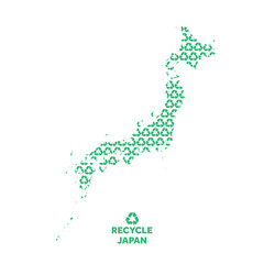 Japan map made from recycling symbol. Environmental concept