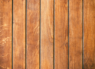 Old wooden background with vertical brown boards. Wooden background, painted surface brown boards.  Weathered brown wood background texture.