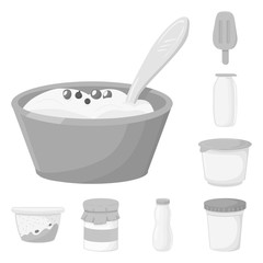 Isolated object of yogurt and product logo. Set of yogurt and lactose stock symbol for web.