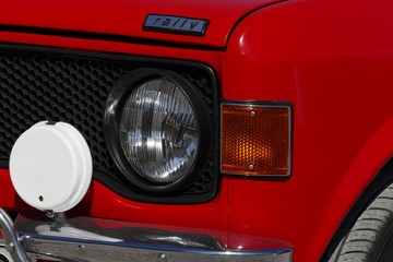 classic car headlamp and grill detail