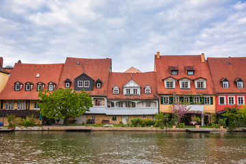 Fototapeta na wymiar Waterfront houses Little Venice Bamberg Old Town Bavaria Germany