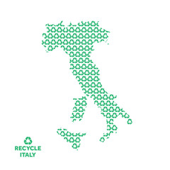 Italy map made from recycling symbol. Environmental concept