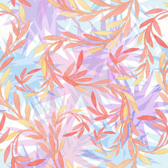 Fototapeta na wymiar Floral watercolor seamless pattern with decorative branches.
