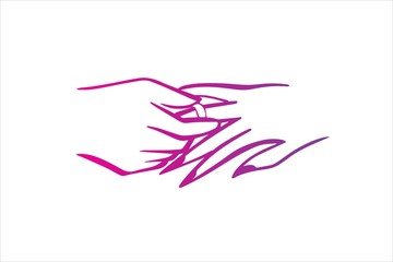 vector illustration of a man putting a ring on a woman's finger