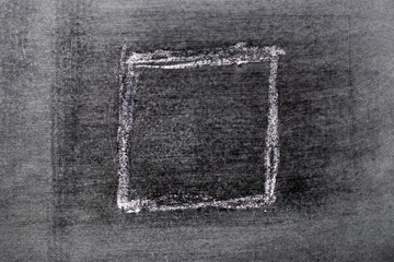 White chalk hand drawing in square or banner shape on black board background