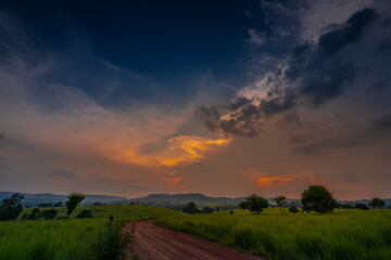 Fototapeta premium Thungsalanglhong, Petchaboon, Northern of Thailand. September 27, 2019. Best atmosphere in the world. 