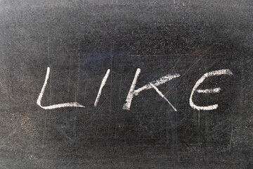 Hand writing by chalk in word like on black board background