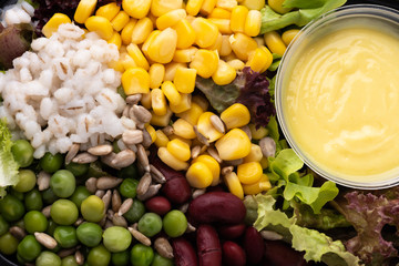 bean salad on isolated white background
