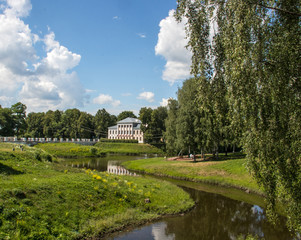 Uglich Kremlin. View of the historic building of the city Council from the S-shaped brook Stone.