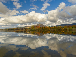 landscape with clouds reflected in a lake