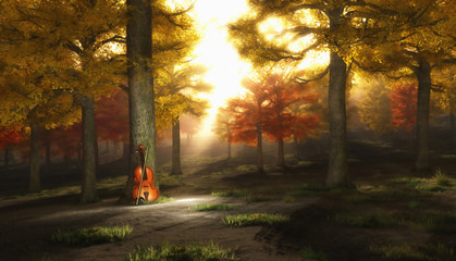 Violin in autumnal park © rolffimages