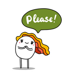 Please hand drawn vector illustration in cartoon comic style tender cute woman