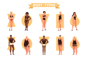 Male and female body shapes set. Triangle and rectangle