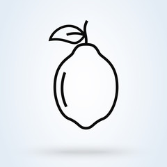 lemon outline Simple vector modern icon design illustration.
