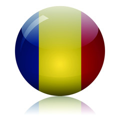 Fototapeta premium Romanian flag glass icon vector illustration