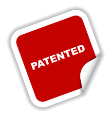red vector banner patented