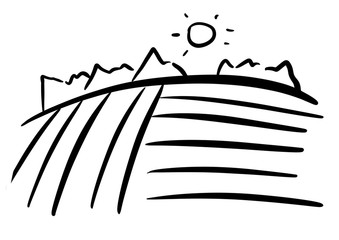 COUNTRYSIDE icon. Farming landscape line icon. wheat fields, cultivated crops. Agriculture pictograms